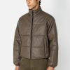 Leather Pico Puffer / Taupe