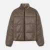 Leather Pico Puffer / Taupe