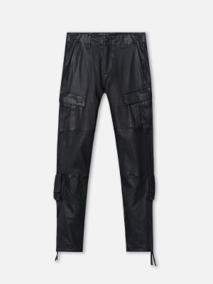 Leather Slim Tactical Cargo / Black