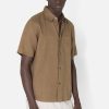 Linen SS Cloak Button Up / Brown