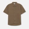 Linen SS Cloak Button Up / Brown