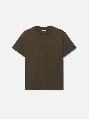 Silk Noil Campus Pocket Tee / Olive