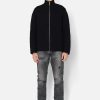 Wool Waffle Knit Full-Zip / Black