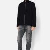 Wool Waffle Knit Full-Zip / Black