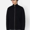 Wool Waffle Knit Full-Zip / Black